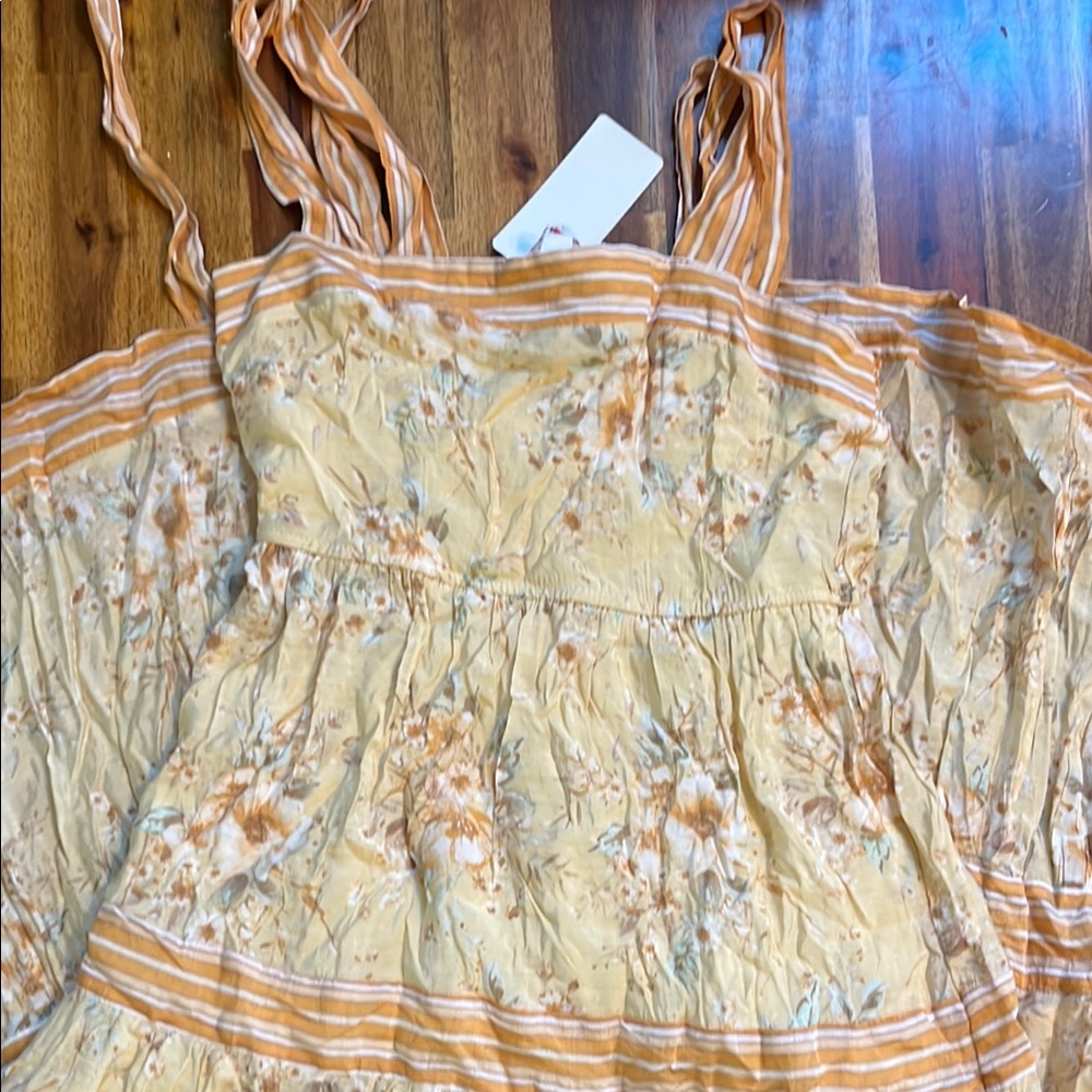 Floral Yellow Striped Women's Dress